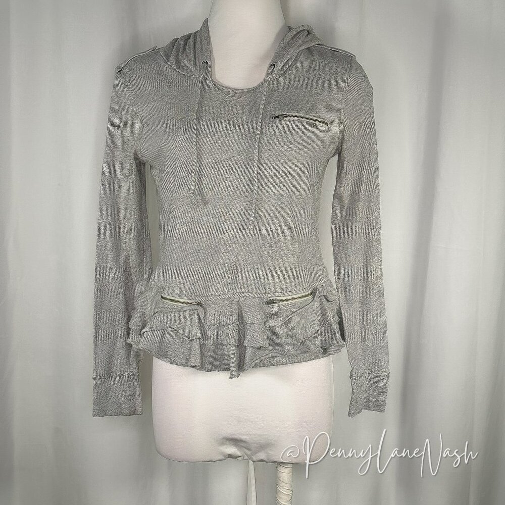 Banana Republic Ruffled Peplum Hoodie S Gray